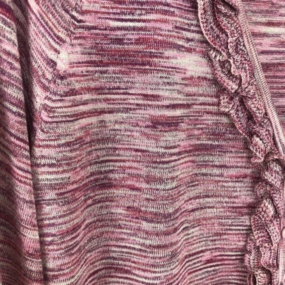Magaschoni Silk Ruffle Metallic Cardigan Size Large - Picture 8 of 15
